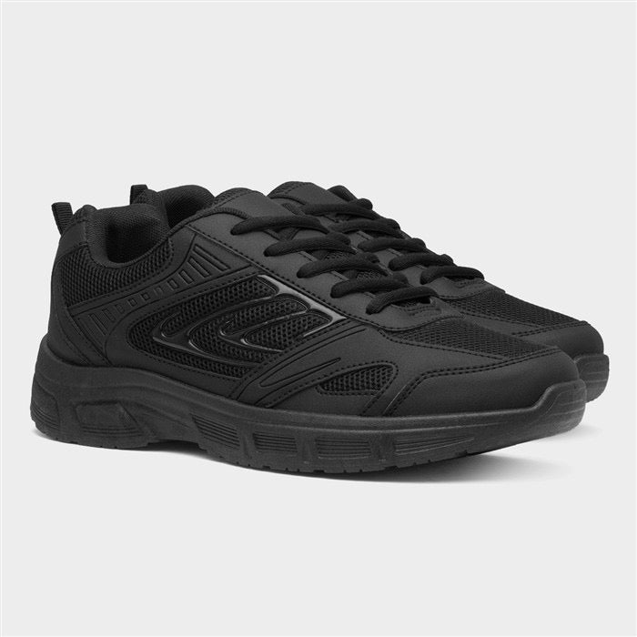 XL Mens Black Lace Up Chunky Trainer