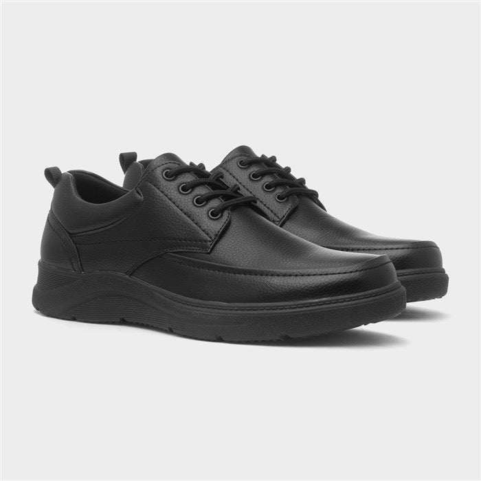 Hobos Mens Black Lace Up Wider Fit Shoe