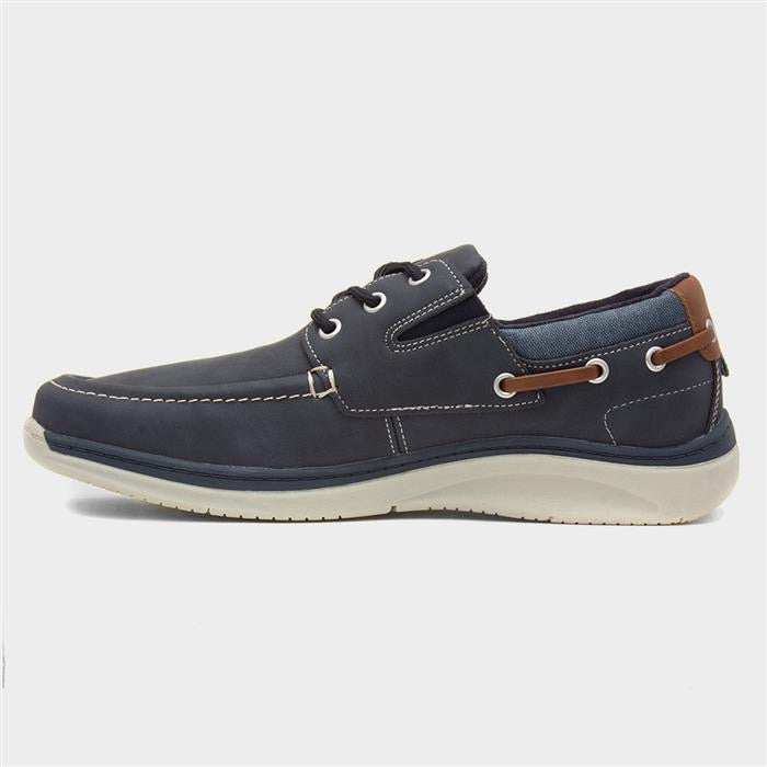 Comfy Steps Harlan Mens Navy Boat Shoes
