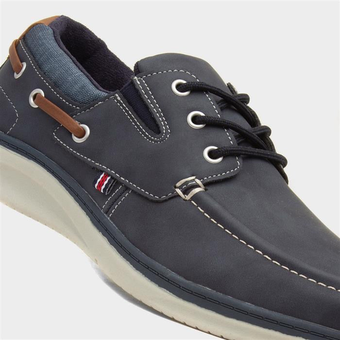 Comfy Steps Harlan Mens Navy Boat Shoes
