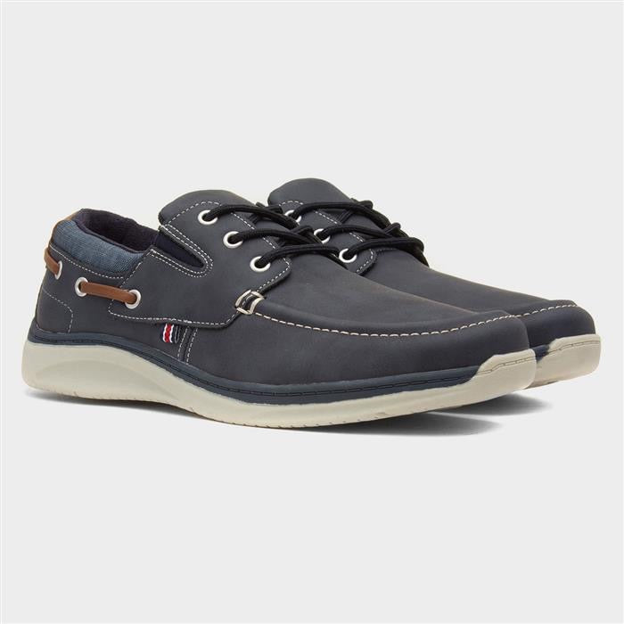 Comfy Steps Harlan Mens Navy Boat Shoes