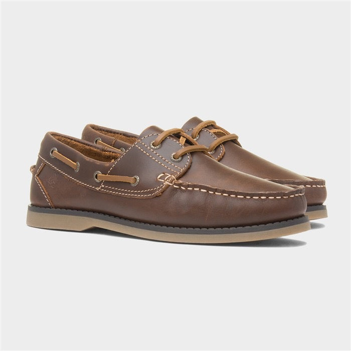 Hush Puppies Wilson Mens Brown Leather Boat Shoe