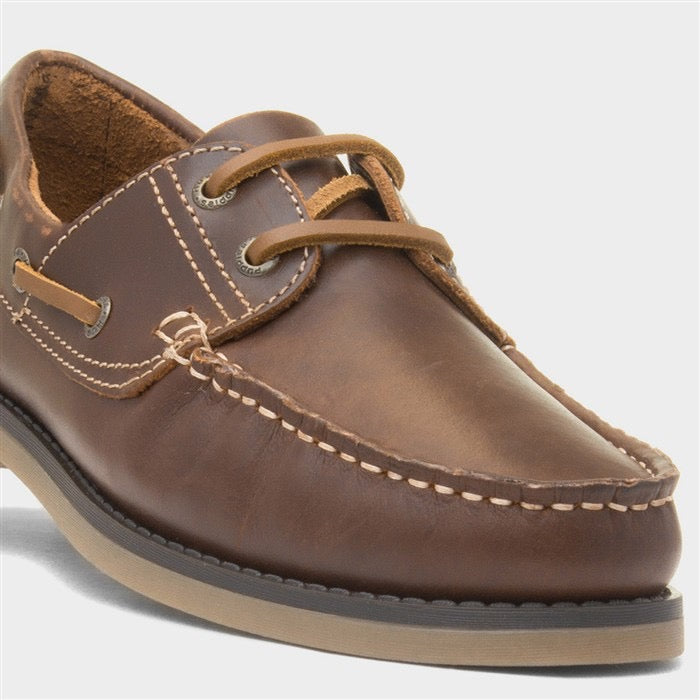 Hush Puppies Wilson Mens Brown Leather Boat Shoe