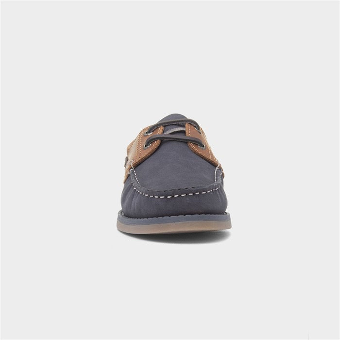 Hush Puppies Wilson Mens Navy Leather Boat Shoe