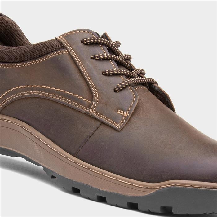 Hush Puppies Olson Mens Brown Leather Lace Up Shoe