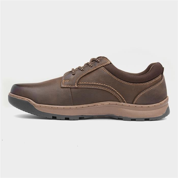 Hush Puppies Olson Mens Brown Leather Lace Up Shoe
