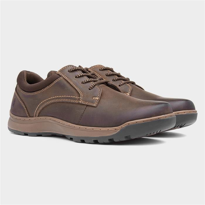Hush Puppies Olson Mens Brown Leather Lace Up Shoe