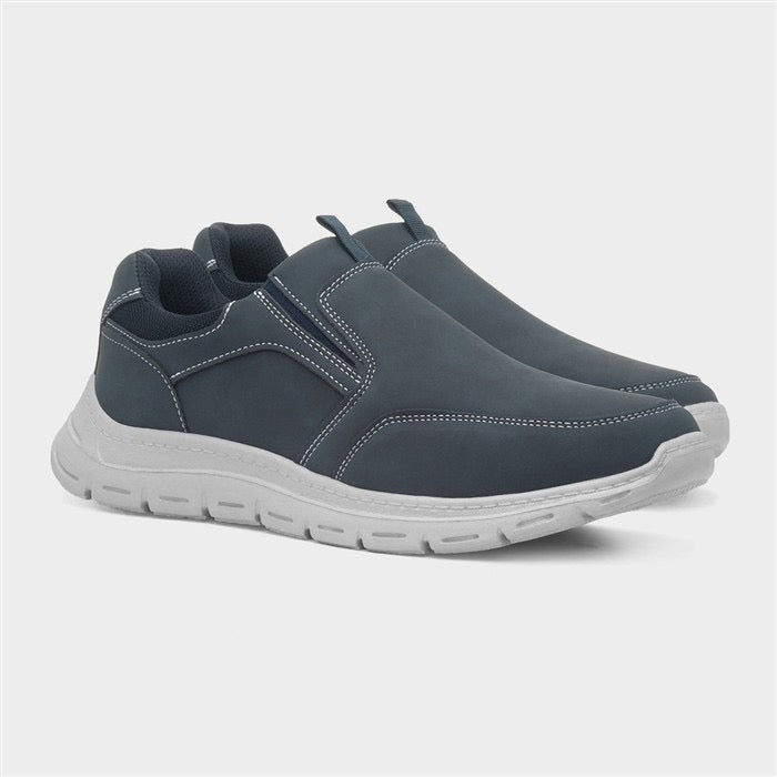 Hobos Henry Mens Navy Slip On Shoe