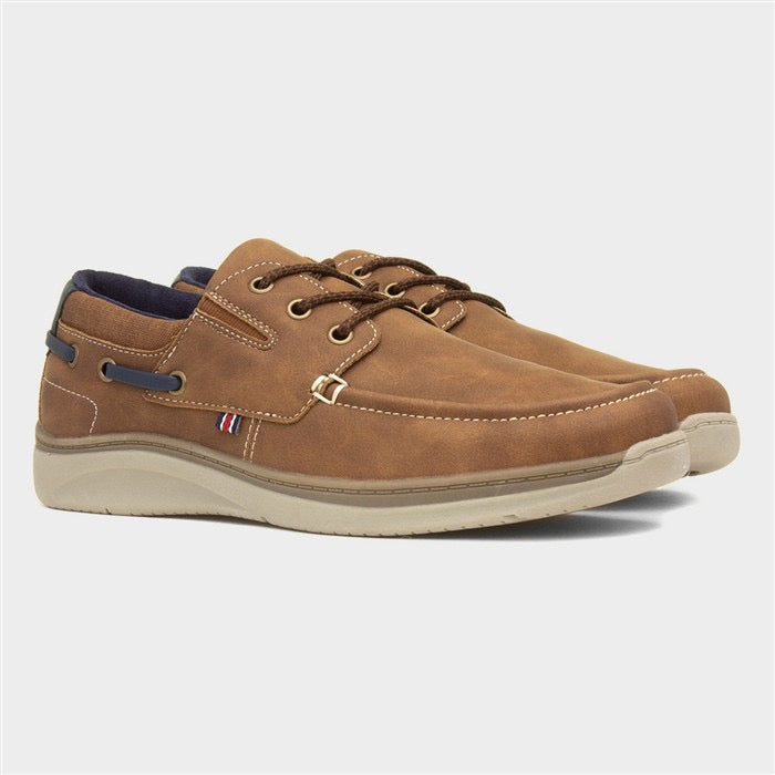 Comfy Steps Harlan Mens Tan Boat Shoe