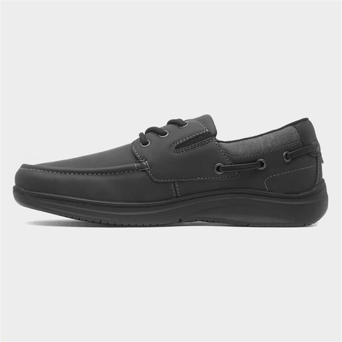 Comfy Steps Harlan Mens Black Boat Shoe