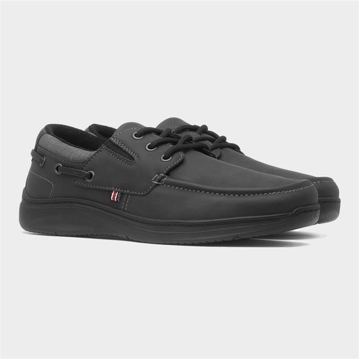 Comfy Steps Harlan Mens Black Boat Shoe