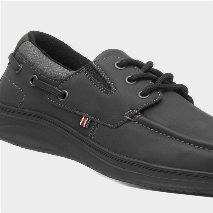 Comfy Steps Harlan Mens Black Boat Shoe