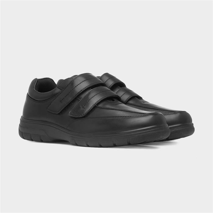 Hobos Mens Black Double Easy Fasten Shoe