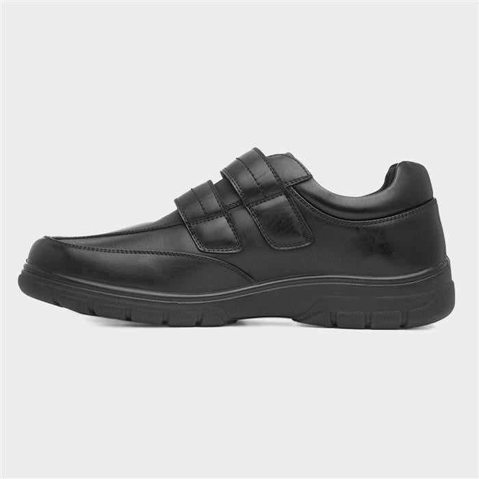 Hobos Mens Black Double Easy Fasten Shoe
