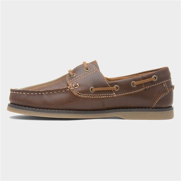 Hush Puppies Wilson Mens Brown Leather Boat Shoe