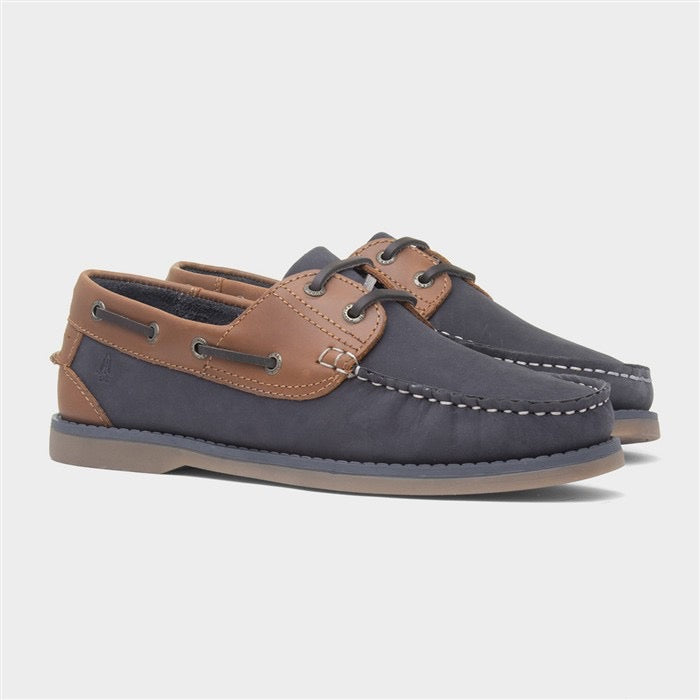 Hush Puppies Wilson Mens Navy Leather Boat Shoe